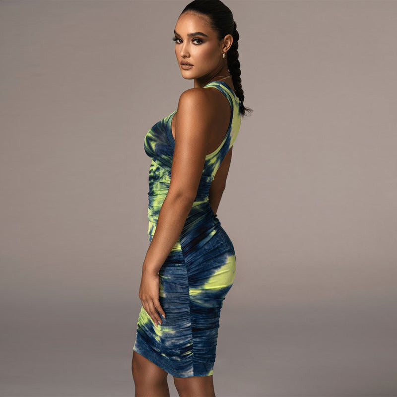Damen Figurbetontes Wickelkleid mit Hochglanzeffekt und Farbverlauf Drune