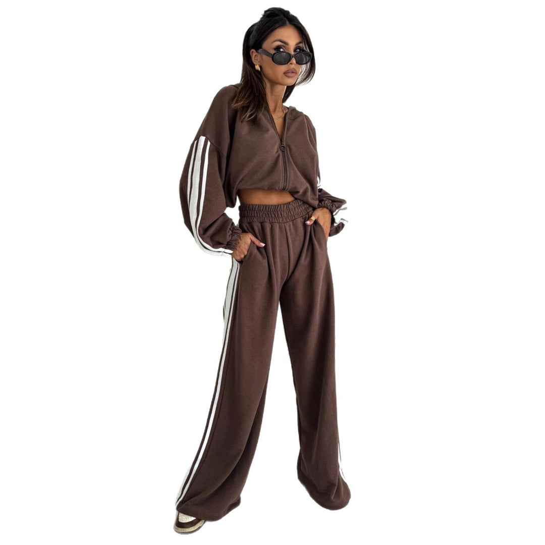 Damen sportliches Loungewear-Set mit hohem Kragen und weitem Schnitt Drune