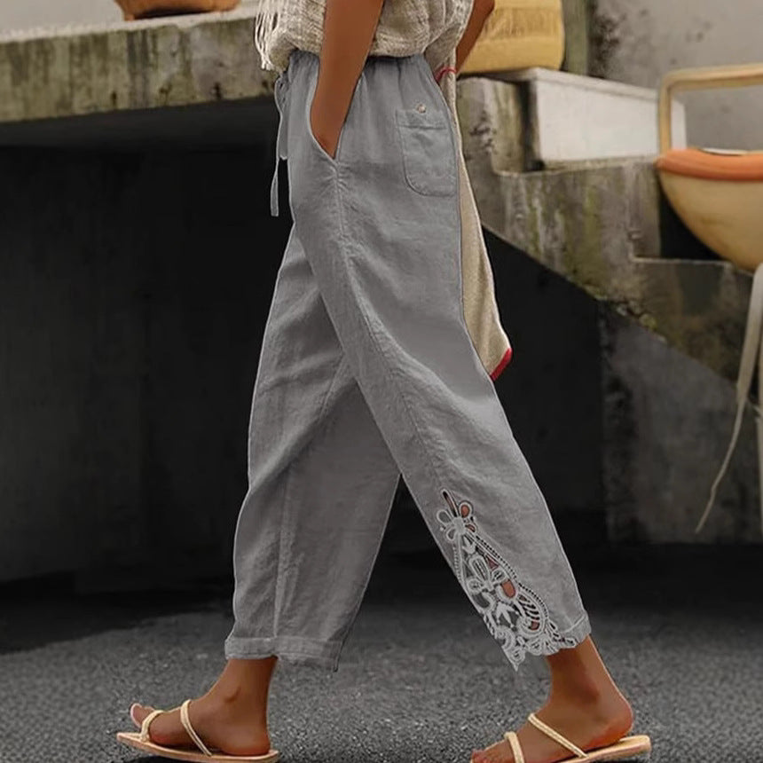 Damen Freizeithose mit aufwendigen Stickereien Drune