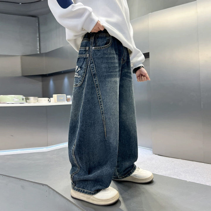 Damen weit geschnittene Jeans mit einzigartigen Details Drune