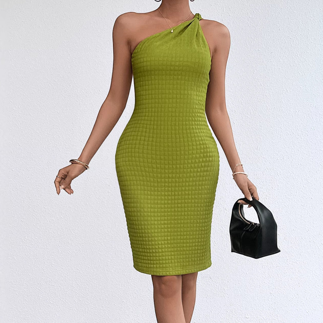 Damen Bodycon-Kleid mit schmaler Silhouette und asymmetrischem Träger Drune