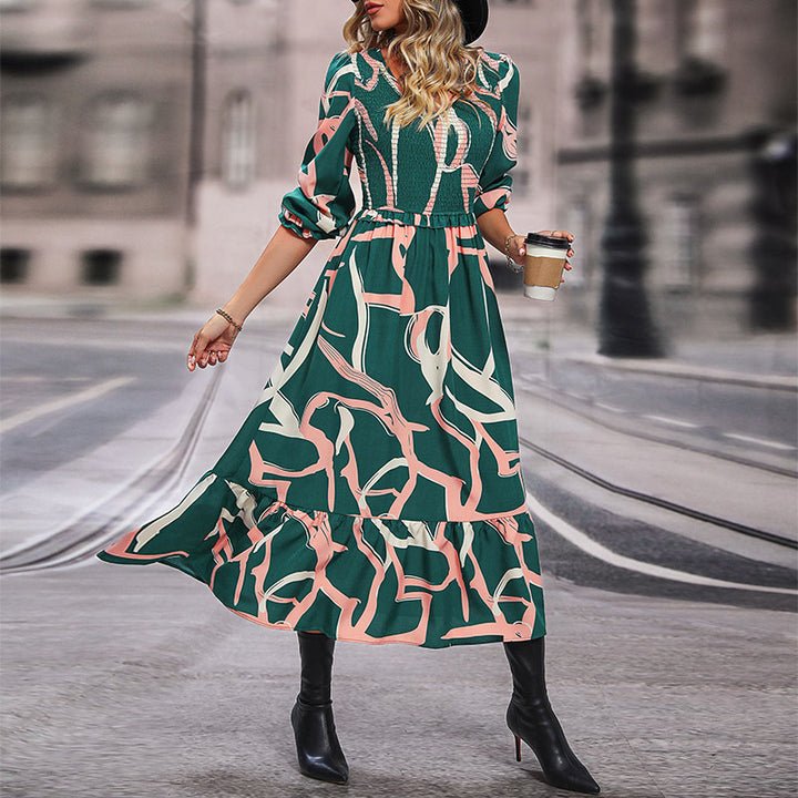 Damen Maxikleid mit elegantem V-Ausschnitt und geschmackvollem Fließschnitt Drune