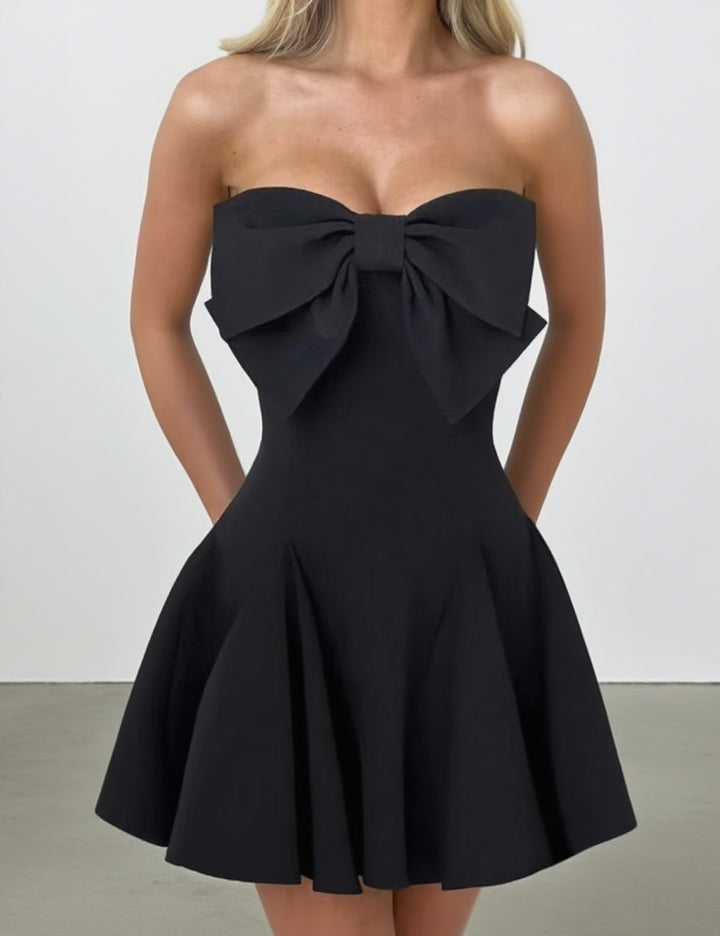 Damen Verspielt geschnittenes Minikleid mit großen Schleifen-Details Drune