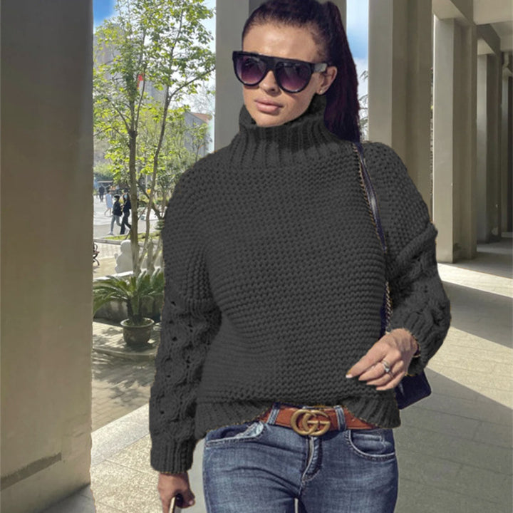 Damen Grobstrickpullover mit hohem Kragen und strukturierter Maschenoptik Drune