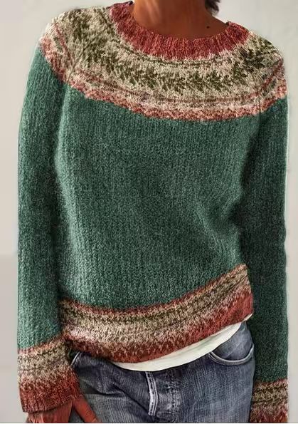 Damen nan Norwegerpullover aus Wollmix mit Rundhalsausschnitt und traditionellem Fair-Isle-Yoke Drune