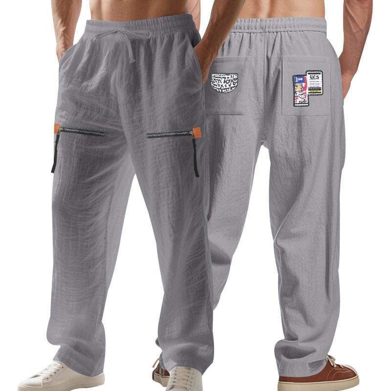 Herren lässige Cargo-Hose mit seitlichen Reißverschlusstaschen Drune