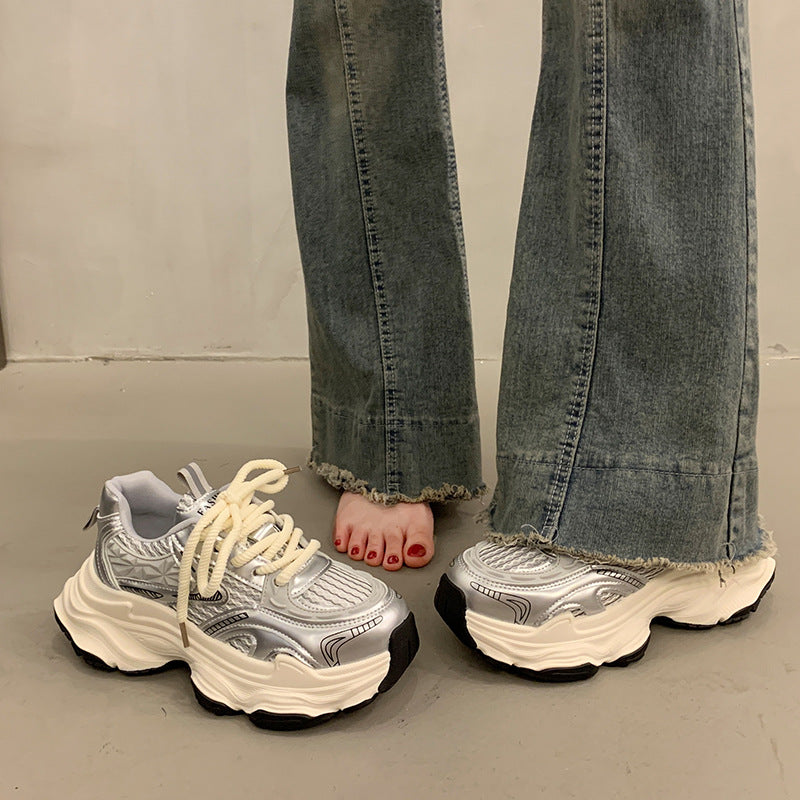 Damen Sportliche Chunky Sneakers mit atmungsaktiver Oberfläche und dämpfender Sohle Drune