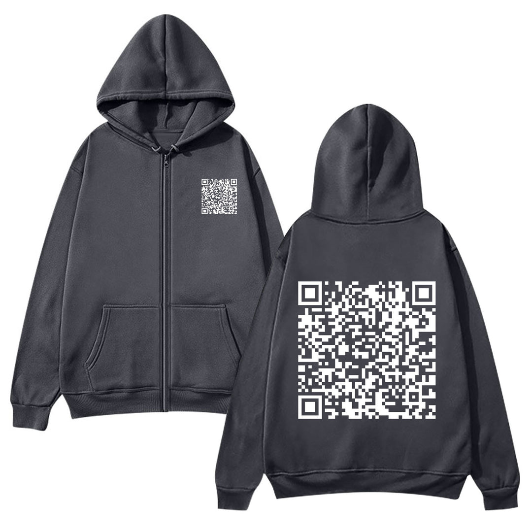 Damen Kapuzenjacke mit QR-Code-Design und weichem Fleece Drune