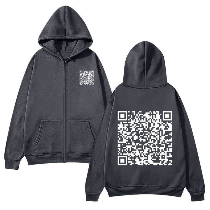 Damen Kapuzenjacke mit QR-Code-Design und weichem Fleece Drune