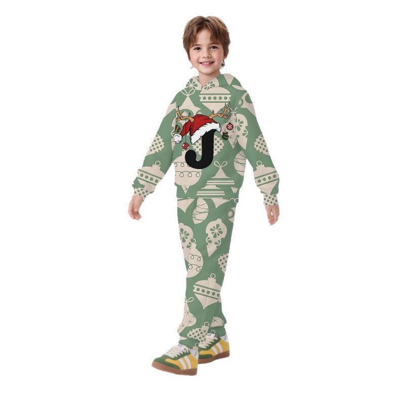 Unisex nan Kinder Jogginganzug mit Kapuzenpullover und detailreichem Auto-Print Drune