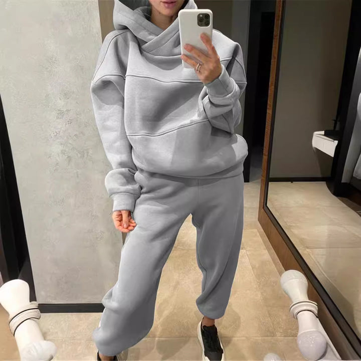 Damen Sportliches Kapuzen-Sweatshirt und Jogginghose Set Drune