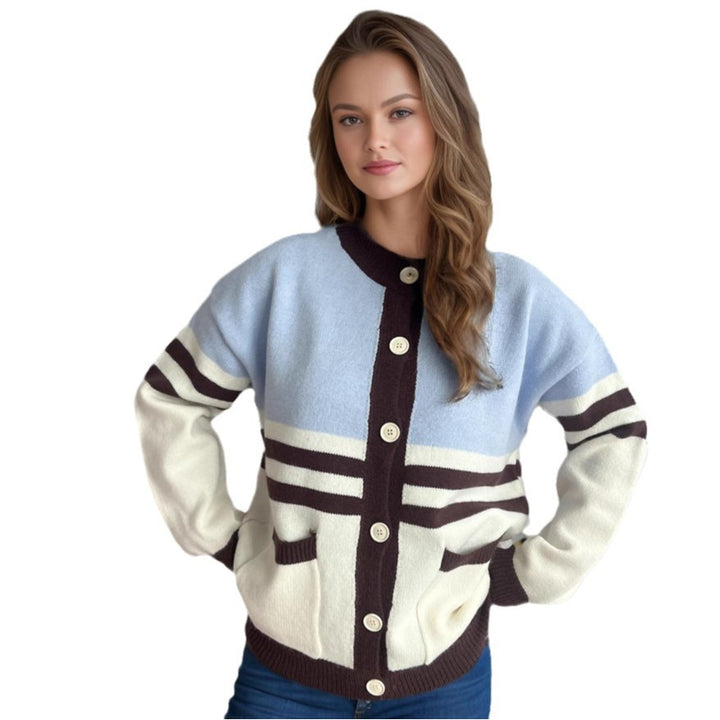 Damen Strickjacke mit modischen Streifen und praktischen Taschen Drune