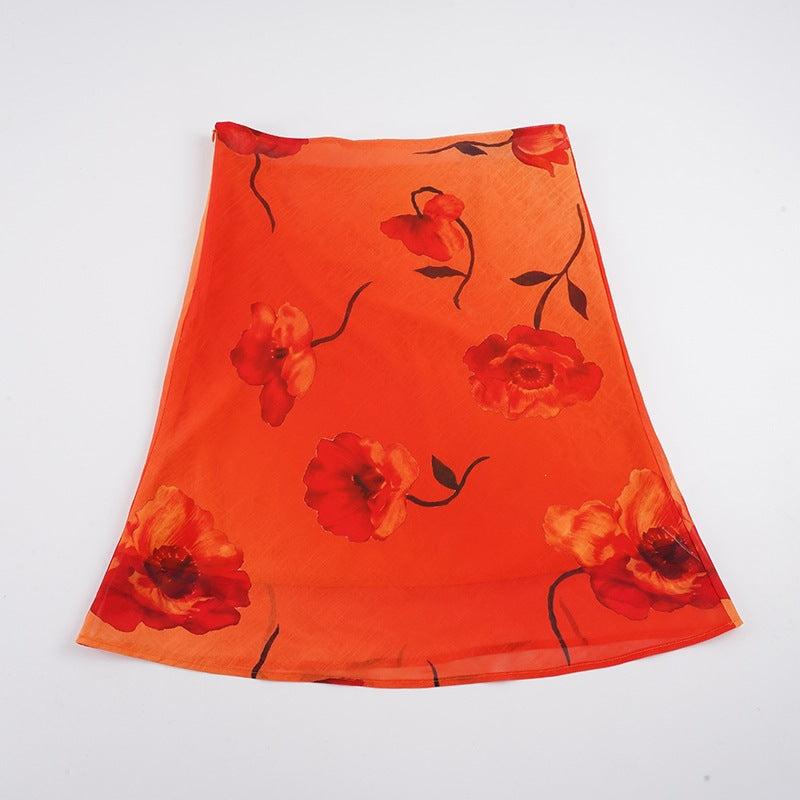 Damen schwingender Sommerrock mit floralen Mustern und leichtem Stoff Drune