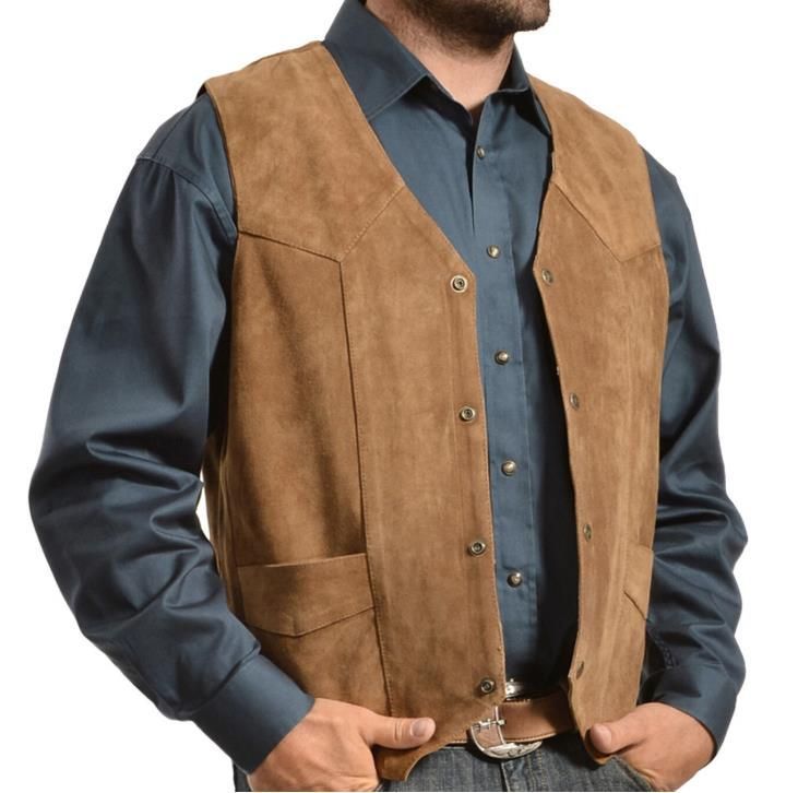 Herren Wildlederweste im rustikalen Look mit praktischen Taschen Drune