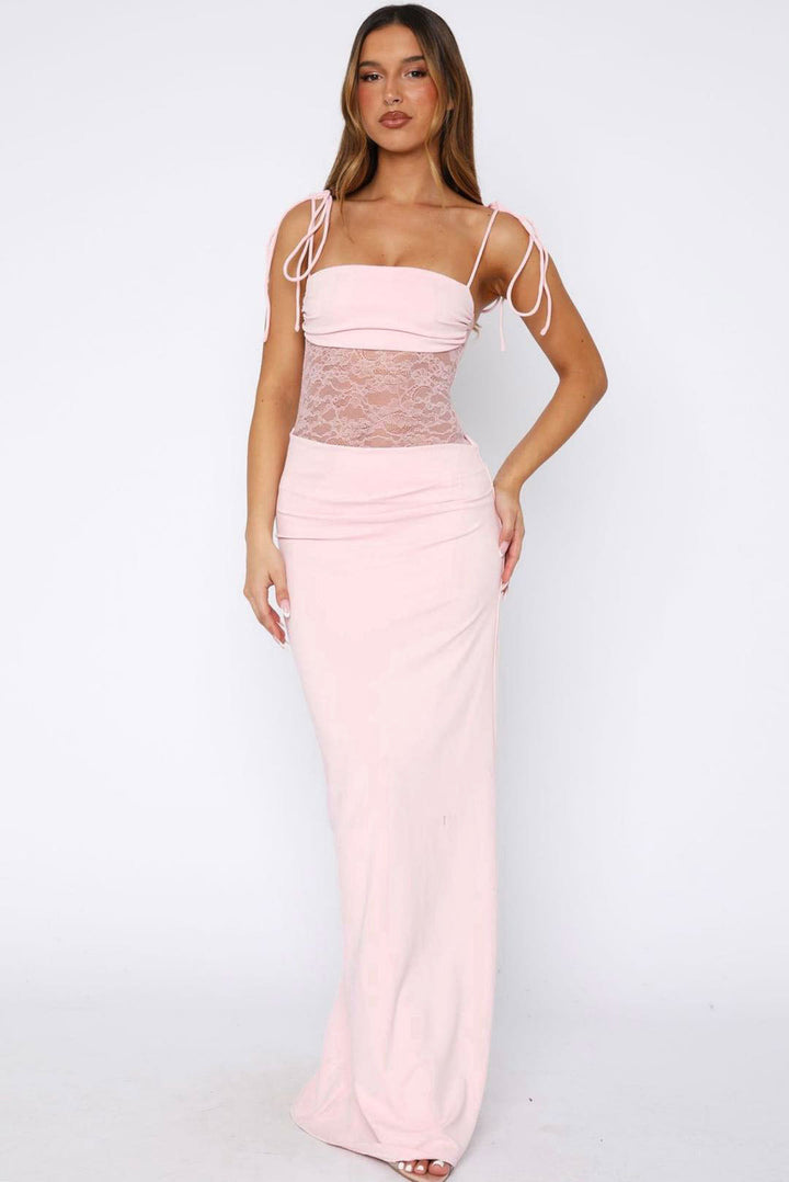 Damen Maxikleid mit transparentem Oberteil und eleganten Details Drune