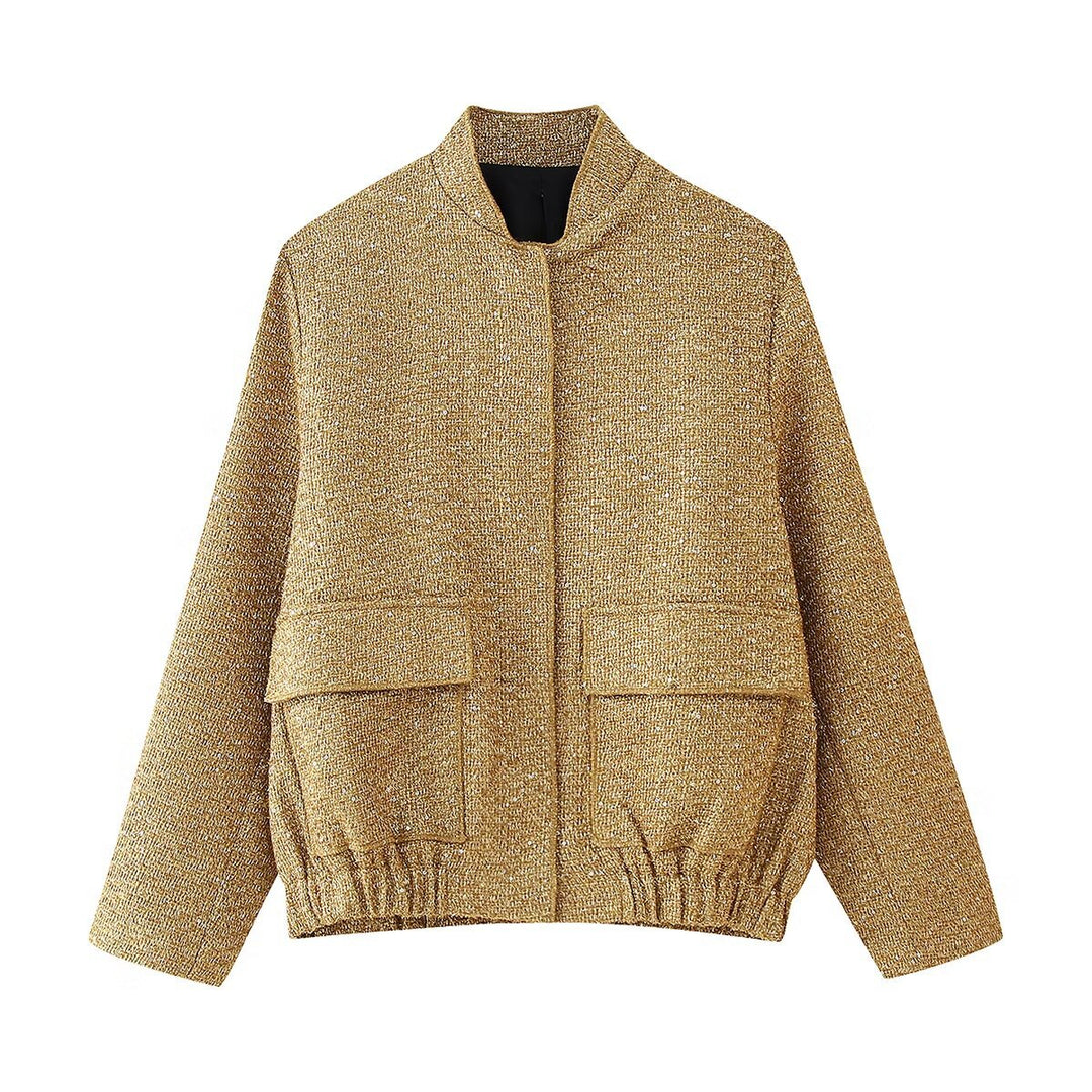 Damen lässige Steppjacke mit strukturiertem Stoff und praktischen Taschen Drune
