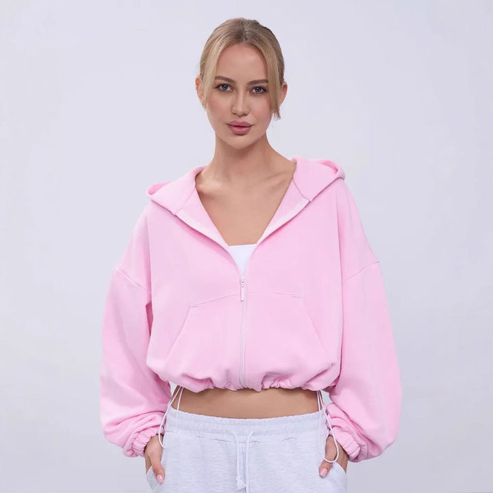 Damen Sportlicher Cropped Fleece-Hoodie Drune