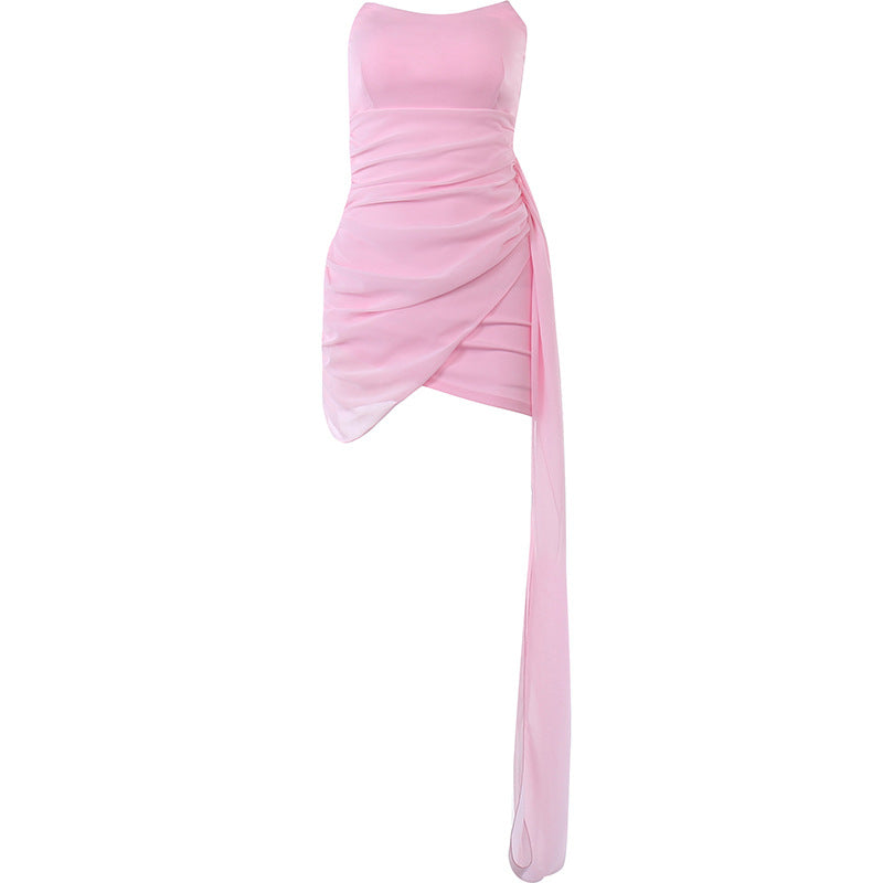 Damen Figurbetontes Cocktailkleid mit asymmetrischem Design und Drapierungen Drune
