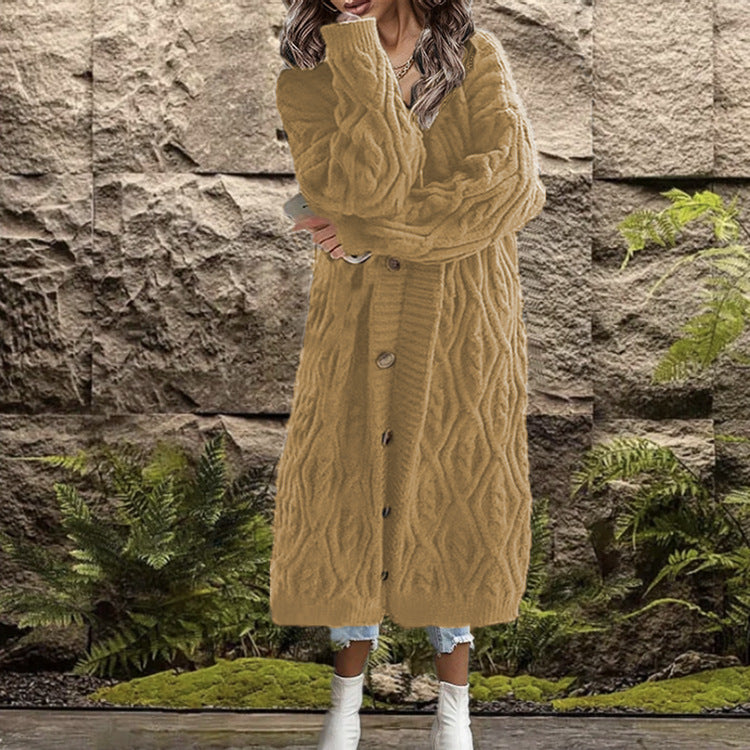 Damen Grobstrick-Kurzjacke mit strukturiertem Zopfmuster und Knopfdetails Drune