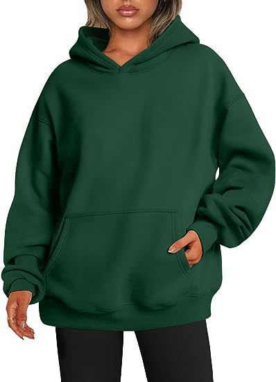 Damen nan Oversize Kapuzenpullover aus weicher Baumwollmischung mit Kängurutasche Drune