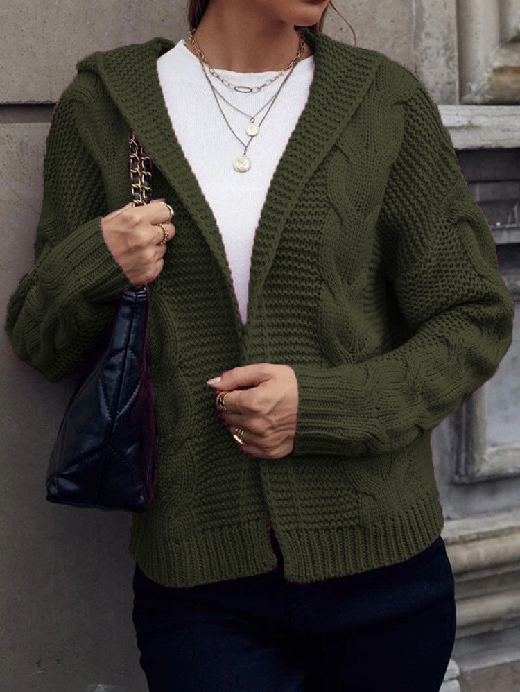 Damen Grobstrick-Cardigan mit Kapuze und strukturiertem Zopfmuster Drune