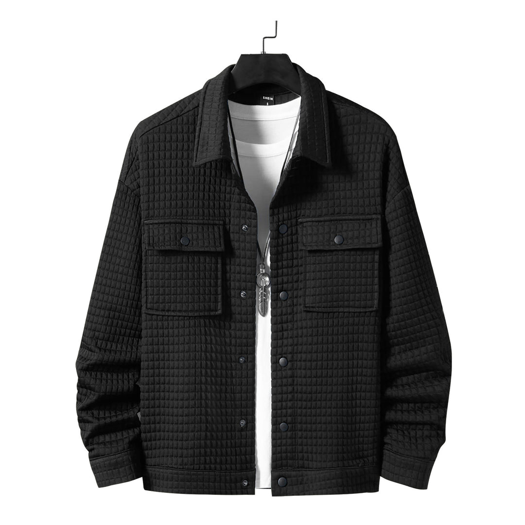 Herren nan gesteppte Overshirtjacke mit quadratischer Steppstruktur und aufgesetzten Brusttaschen Drune