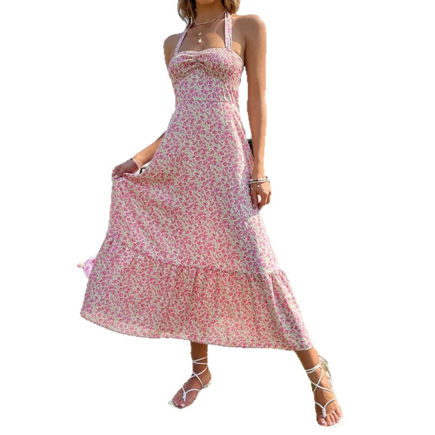Damen Maxikleid mit verspieltem Blumenmuster und tailliertem Schnitt Drune