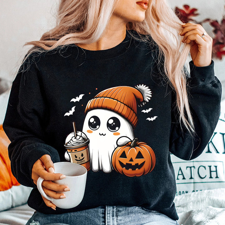 Damen Sweatshirt mit verspieltem Halloween-Grafikdesign Drune