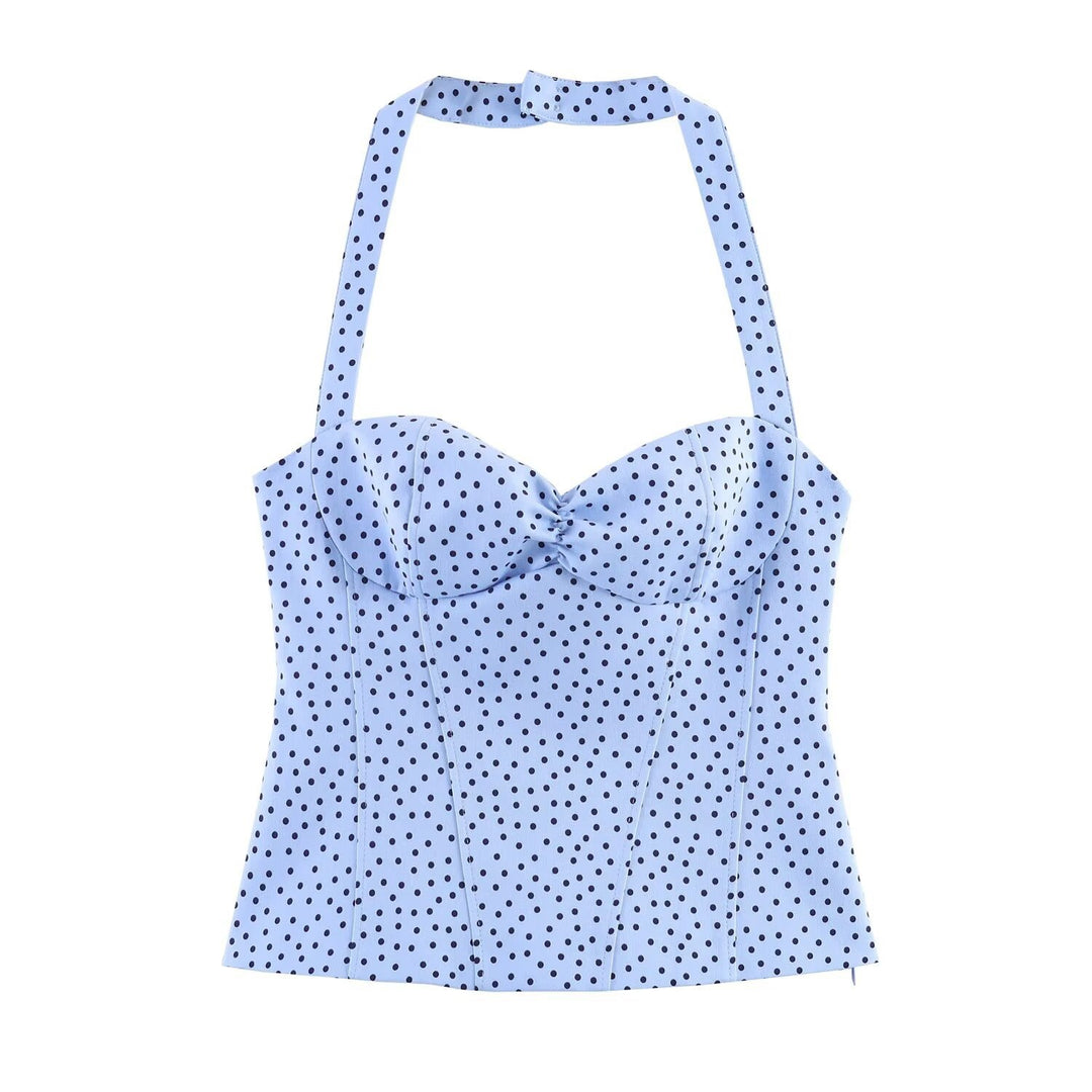 Damen Corsage-Top mit verstellbaren Trägern und verspieltem Punkten-Design Drune