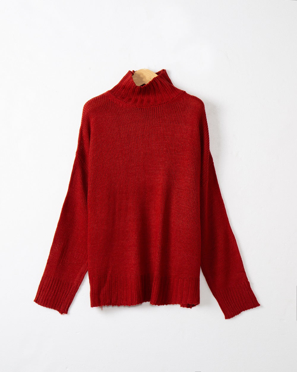 Damen hochgeschlossener Strickpullover mit strukturiertem Design Drune