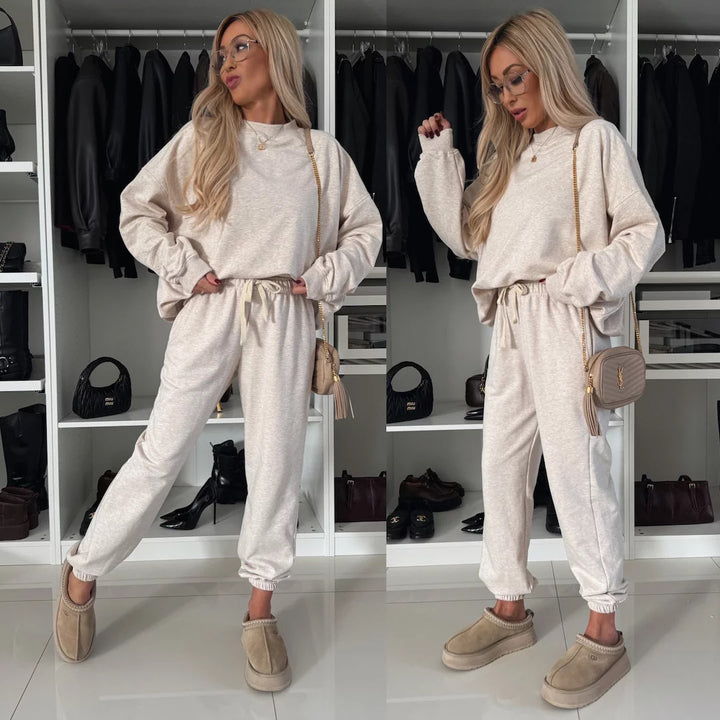 Damen lässiger Jogginganzug mit elegantem Schnitt und komfortabler Passform Drune