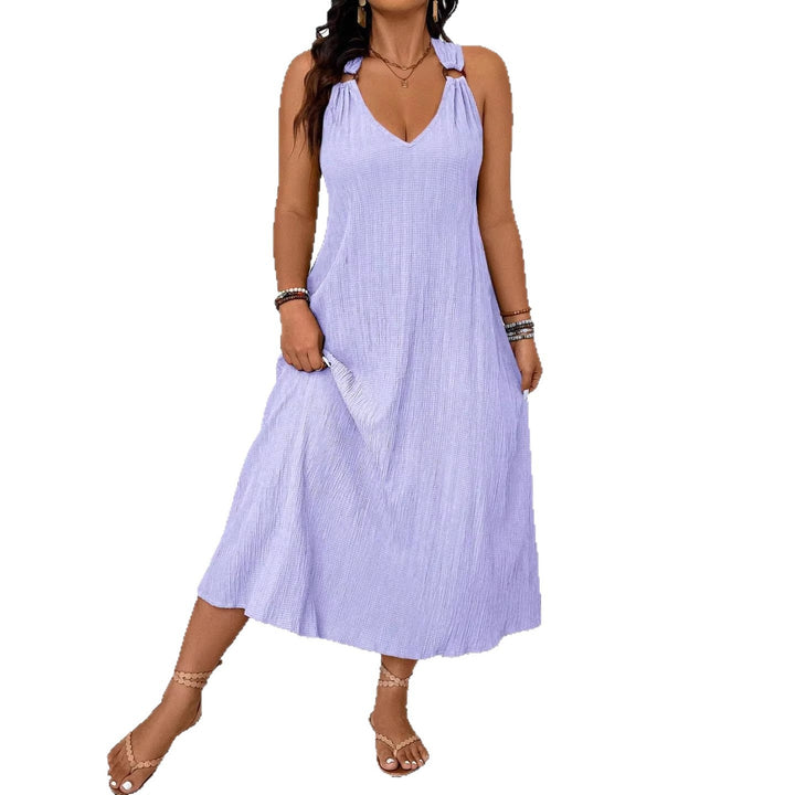 Damen Maxikleid mit schickem V-Ausschnitt und lässigen Trägern Drune