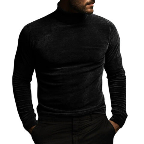 Herren eleganter Rollkragenpullover aus Samt Drune