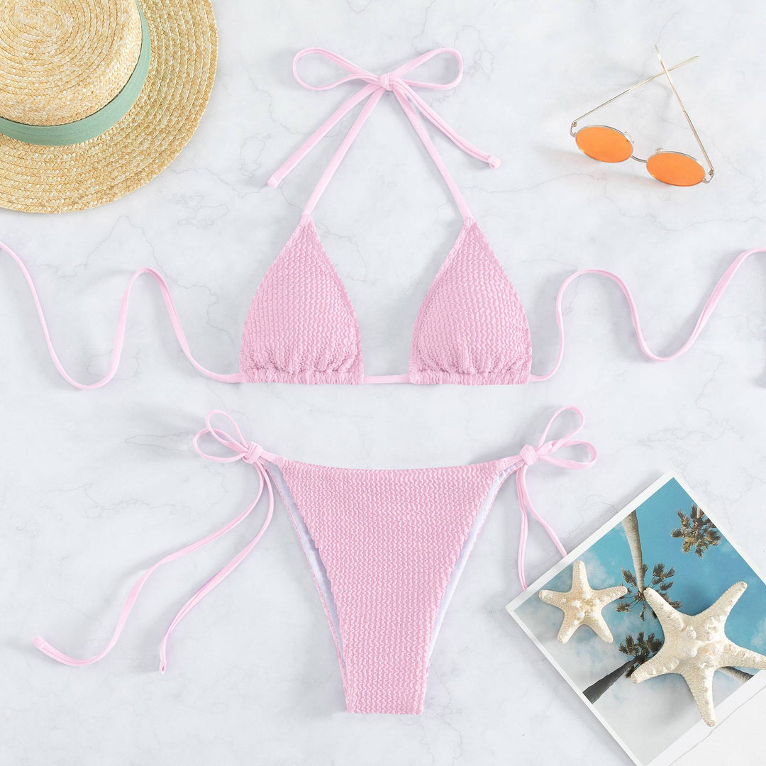 Damen Triangel-Bikini mit raffinierten Bindebändern und strukturiertem Stoff Drune