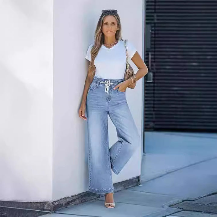 Damen Hochgeschnittene Jeans mit weitem Bein Drune