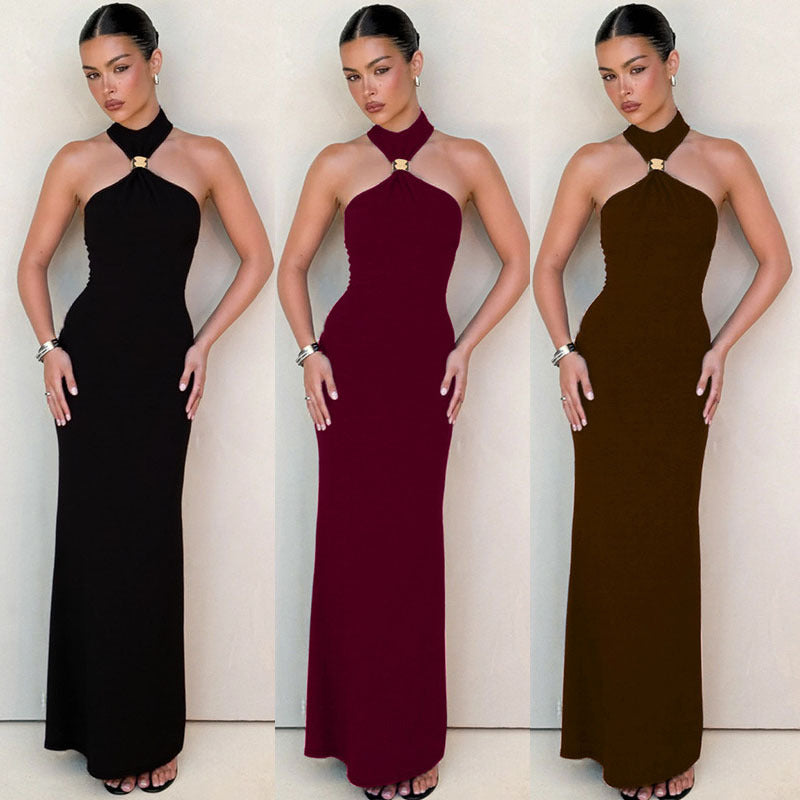 Damen Elegantes Abendkleid mit schickem Stehkragen und figurbetontem Schnitt Drune