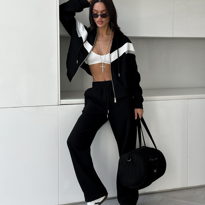 Damen sportliches Jogginganzug-Set mit modernem Schnitt und trendigen Akzenten Drune