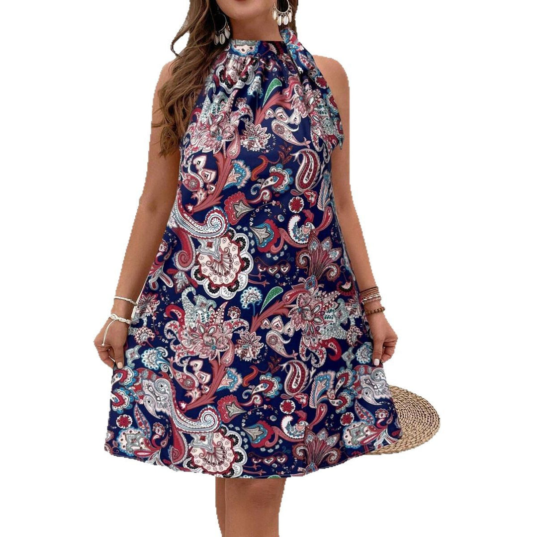 Damen Freizeitkleid im modischen Halterdesign mit floralem Paisley-Muster Drune
