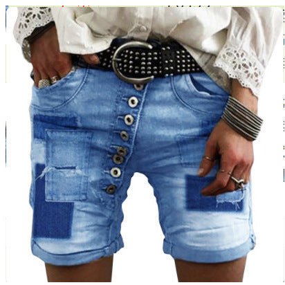 Damen modische Denim-Shorts mit funktionalen Taschen und distressed Akzenten Drune