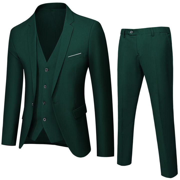 Herren nan dreiteiliges Business-Anzugset mit tailliertem Einreiher-Sakko, schmal geschnittener Weste und elegant geschnittener Anzughose Drune