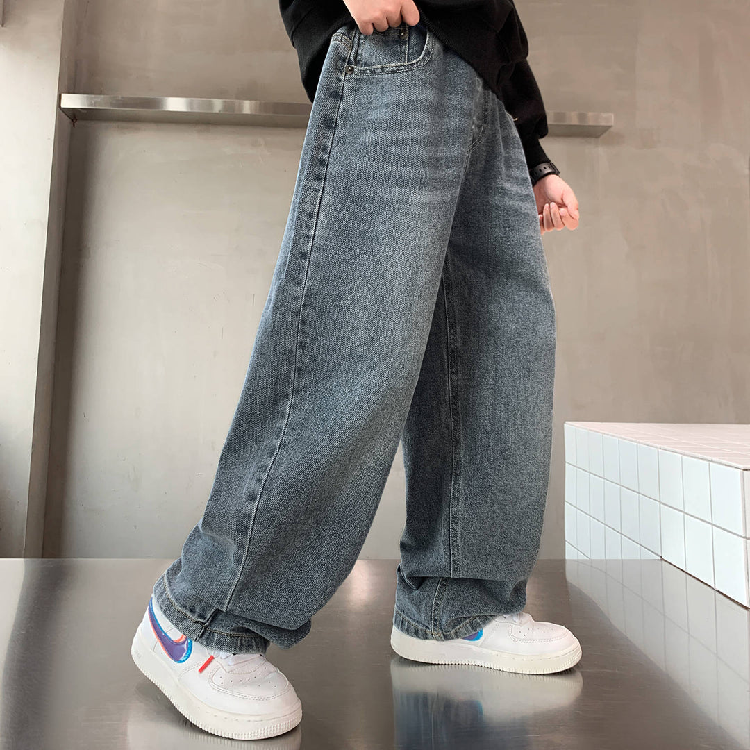 Herren lässige Oversized-Jeans mit tiefem Bund und seitlichen Taschen Drune