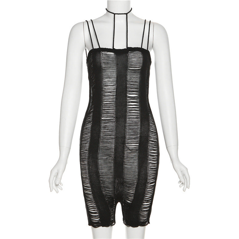 Damen Bodycon Overall mit Ripsoptik und eleganten Trägern Drune