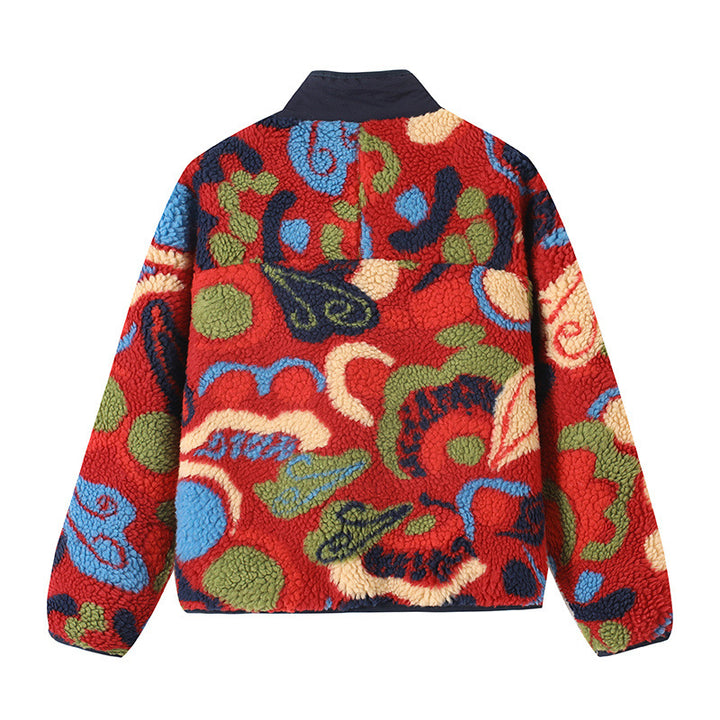Damen farbenfrohe Fleecejacke mit hohem Kragen und praktischen Taschen Drune