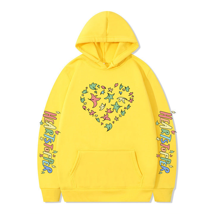 Damen Kapuzenpullover mit kreativem Herz- und Blattmotiv Drune