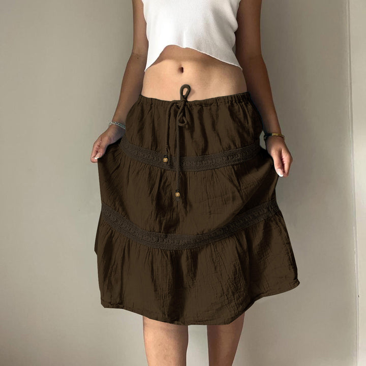 Damen luftiger Jumpskirt mit elastischem Bund und Raffungen Drune