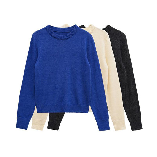 Damen gemütlicher Rundhals-Pullover aus hochwertiger Baumwolle Drune