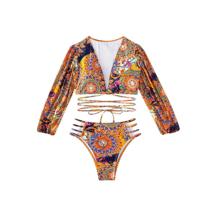 Damen Bikiniset mit langärmligem Oberteil und innovativem Wickeldesign Drune
