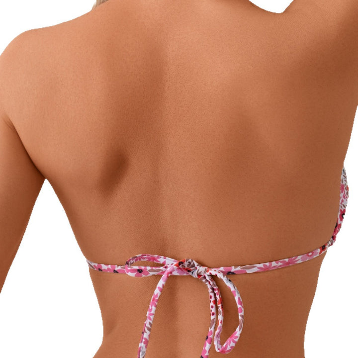 Damen Triangel-Bikini mit buntem Muster und verspielten Bindebändern Drune