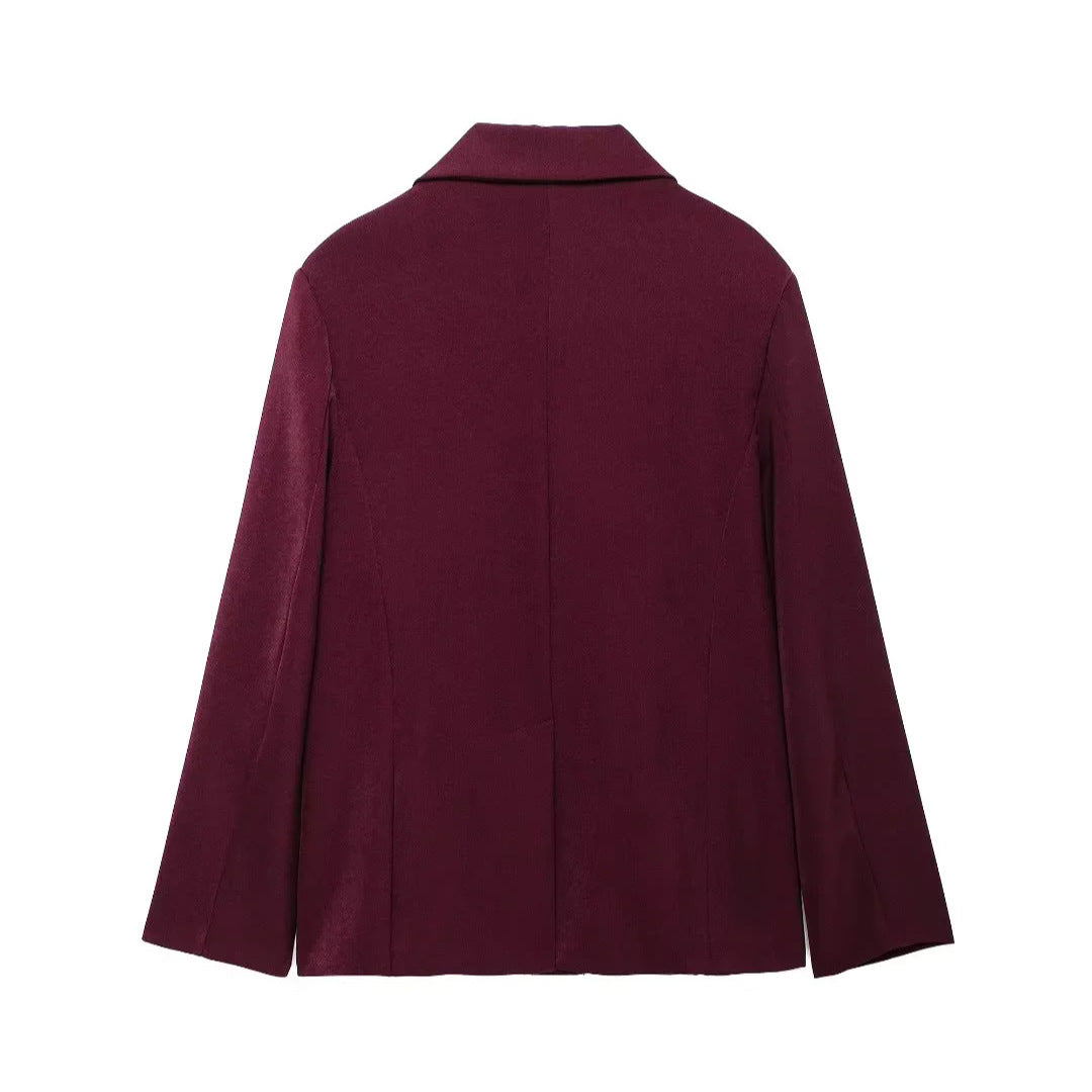 Damen elegante Doppelreiher Blazerjacke Drune