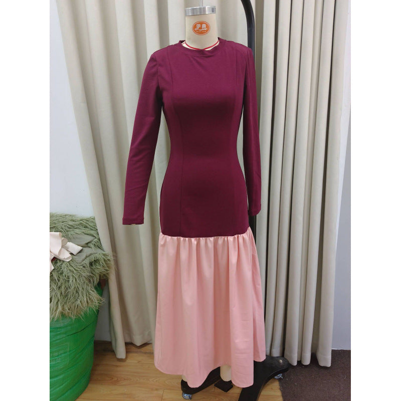 Damen elegantes Kleid mit Kontrastdetails Drune